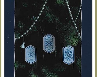 Sled Cross Stitch PATTERN - Blue Snowflakes Blue Cotton Pixels Pattern ONLY or Pattern PLUS Perforated Paper  Christmas or Anytime Ornament