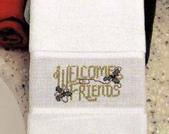 Cross Stitch Towel WHITE Maxton Velour Charles Craft 12 x 19.5 Cotton w/Pattern for YOU to Stitch