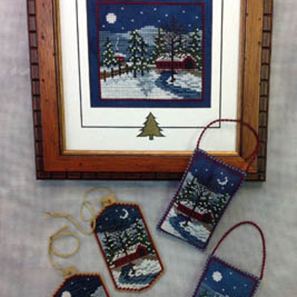 Foxwood Crossing Sled Cross Stitch PATTERN - Harrisburg Winter - Pattern ONLY or Pattern PLUS Perforated Paper - Christmas Ornament