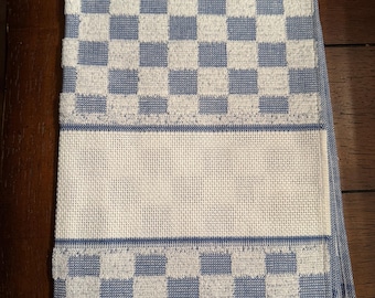 Cross Stitch Towel Blue Checked Verona Ready to Stitch No Pattern Included Perfect for Kitchen or Bath