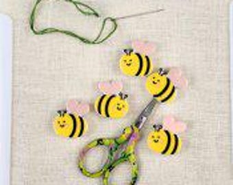 Embroidery Scissor or Knitting Needle Point Protectors - Set of 5 Bees Bumblebees - Scissors in Pic NOT Included
