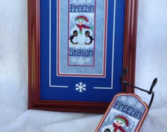 Foxwood Crossing Sled Cross Stitch PATTERN - Freezin' Season - Pattern ONLY or Pattern & Perforated Paper - Christmas Ornament