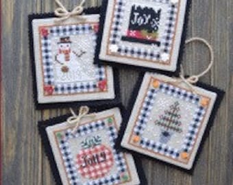 Cross Stitch Pattern Country Christmas II ornament Pattern Annie Beez Folk Art Snowman Jolly Joy Christmas Tree Buffalo Check Pattern ONLY