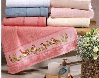 Cross Stitch Towels Firenza Dohler - 6 Colors to Choose From Ready to Stitch No Pattern Included app 12 x 18 - White Coral Beige Cream Rose