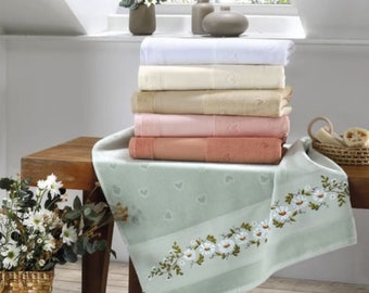 Cross Stitch Towels - 5 Colors to Choose From - Ready to Stitch No Pattern Included app 12 x 18 - Heart Inset White Cream Green Beige Peach