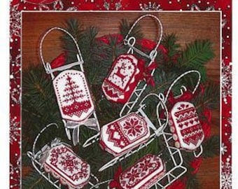 Sue Hillis Christmas in Red Cross Stitch Sled Pattern - NOT PDF - No materials Inc