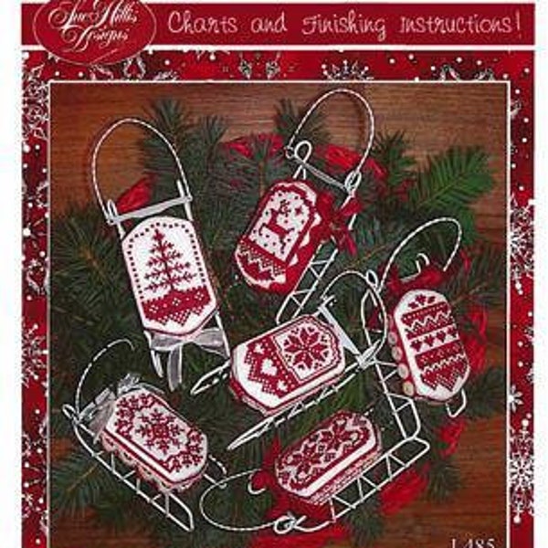 Sue Hillis Christmas in Red Cross Stitch Sled Pattern - NOT PDF - No materials Inc