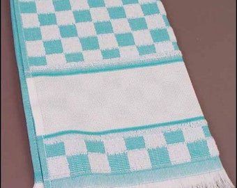 Cross Stitch Towel Turquoise Checked Verona Ready to Stitch No Pattern Included Perfect for Kitchen or Bath