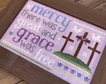Mercy Great Grace Free Cross Stitch Pattern Sweet Wing Studio Pattern ONLY 129 x 79