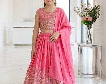 Vestido para niña, Lehenga para niña, Lehenga choli para niña, Vestido para niña, Lehenga choli, Lengha lista para usar, Lehenga choli tradicional, Vestido Navratri