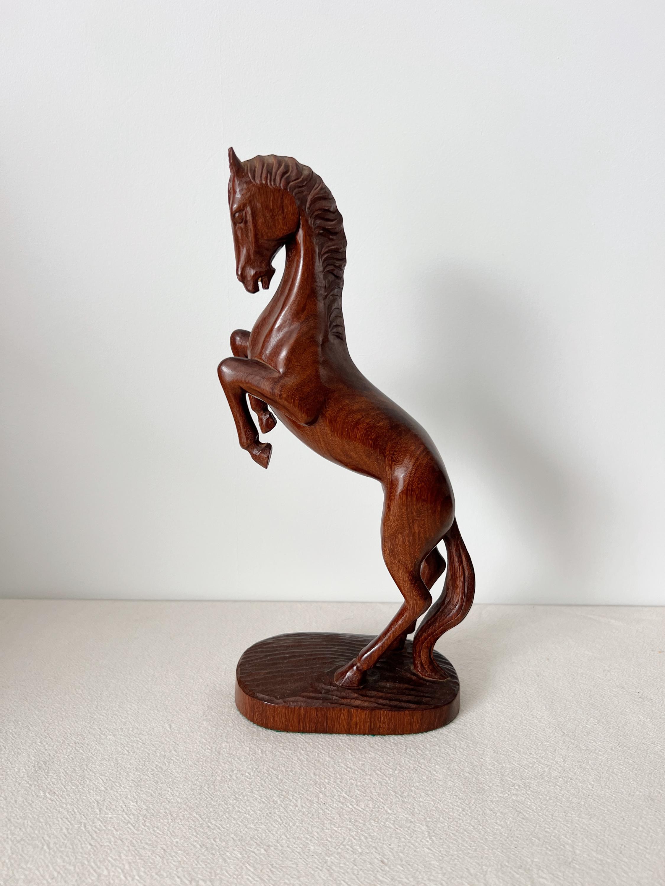 Large Hand Carved Black Forest Military Soldier and His Horse Under a Shade Tree