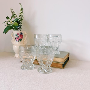 Antique Oberglas Austria Glass Footed Goblets Juice Glass Water Glass Tumblers (set 4)