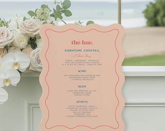 Wavy Bar Sign: Custom Wedding Bar Menu
