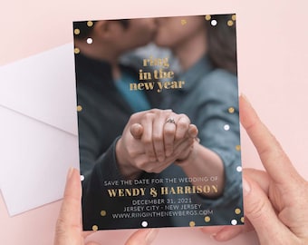 New Years Eve Wedding Save the Dates with Picture - Magnets Available - Personalized Printable File or Print Pkg Available