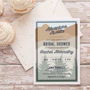 Adventure Awaits Bridal Shower Invitation - Mountain Theme - Personalized Printable File or Print Package Available C13-PIA7-02 | PGA