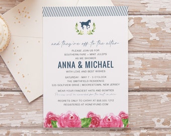 Kentucky Derby Bridal Shower Invitation - Run for the Roses - Personalized Printable File or Print Package Available