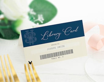 Library Card Placecards Printed - Literary Wedding