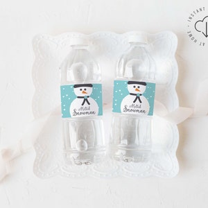Melted Snowman Water Bottle Label DIY Digital Files Baby It's Cold Outside image 2