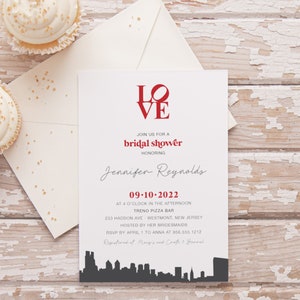 Philadelphia Bridal Shower Invitation Printed - Philly Love Sign - Digital File or Printed