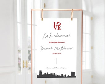 Philly Bridal Shower Welcome Sign - Printed and Digital File Option Available