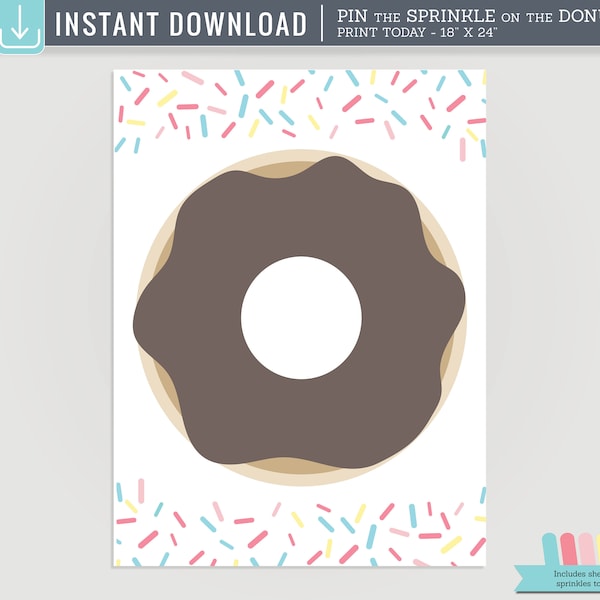 Donut Grow Up Party Game - Pin the Sprinkle on the Donut - Printable File - #C01D-PIN-ID