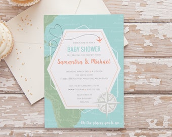 Travel Baby Shower Invitation - Map - Oh the places they'll go #C26-PIA7-02