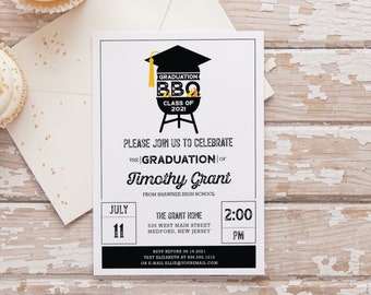 Graduation BBQ Invitation - Printable File or Printed Invitations #C16-PIA7-03 | PGA
