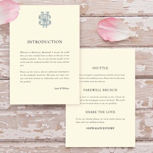 Literary Wedding Welcome Note - Welcome Letter - Storybook