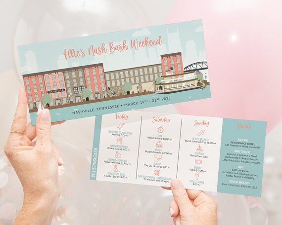 Nashville Bachelorette Invitation Avec Itineraire Nash Bash Etsy Canada