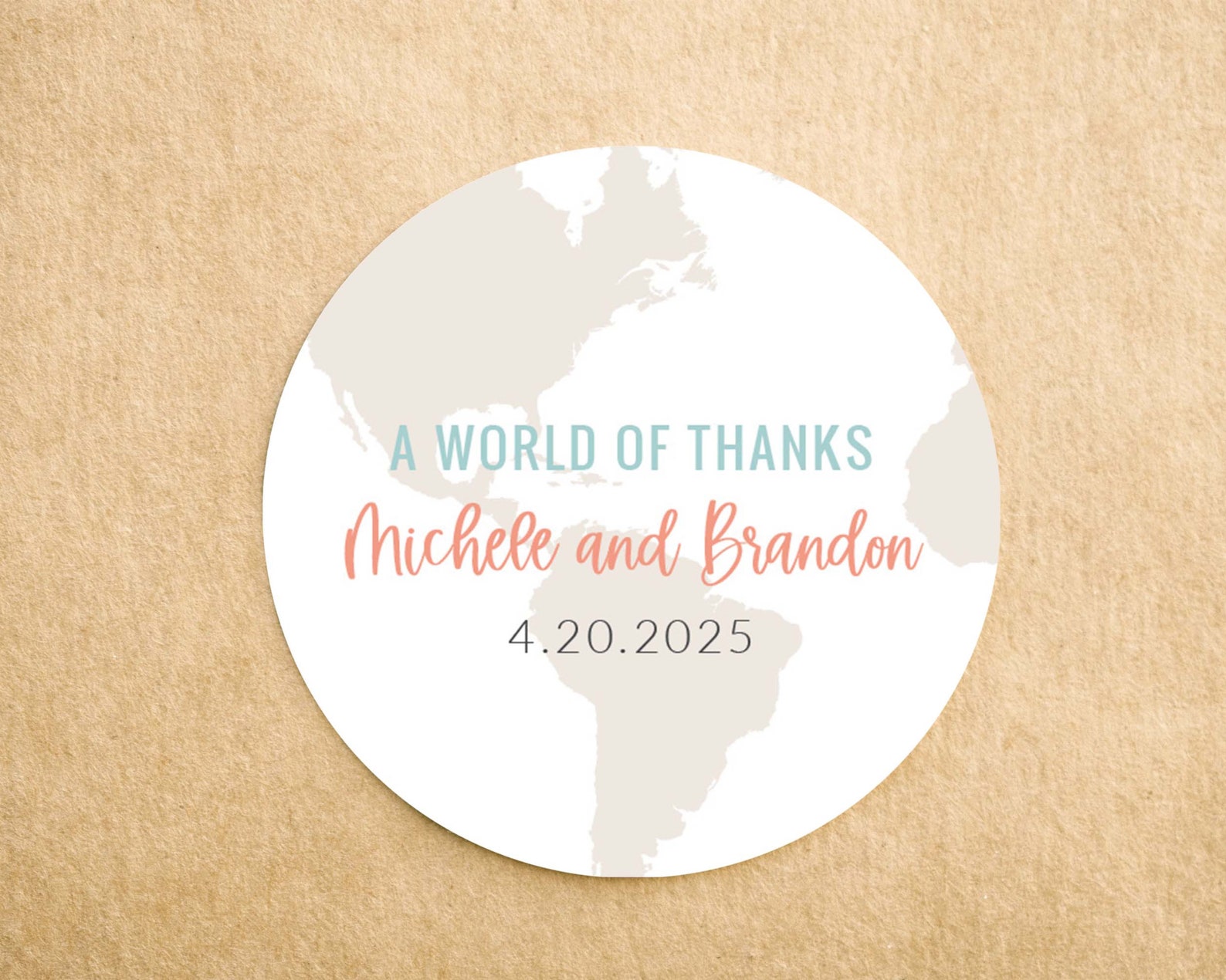 A World of Thanks Sticker Travel Theme Favor Sticker Map | Etsy