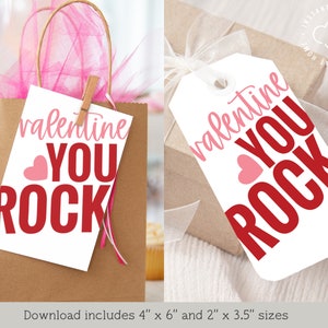 Valentine You Rock - Tag - Template - Printable File - Instant Download - #C39-VC-01-ID