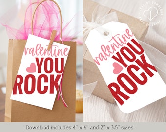 Valentine You Rock - Tag - Template - Printable File - Instant Download - #C39-VC-01-ID