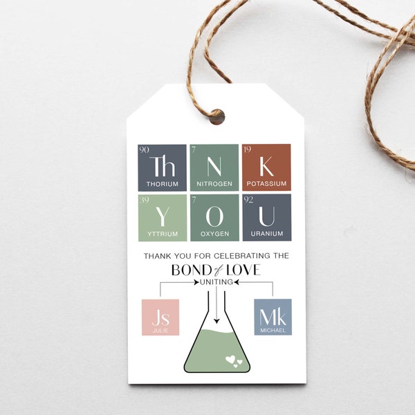 Periodic Table Favor Tag Printed - Chemistry Science Bridal Shower