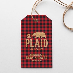 So Plaid You Came Favor Tag - We can bearly wait Baby Shower - Digital file or Print Package