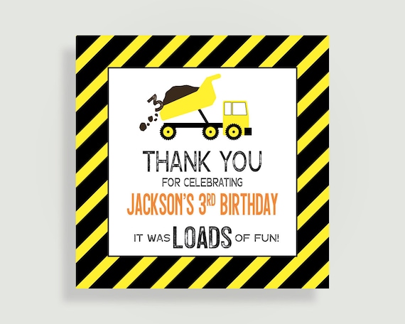 Construction Birthday Party Favor Sticker - Loads of Fun - C02-STKR-01 Il_570xn