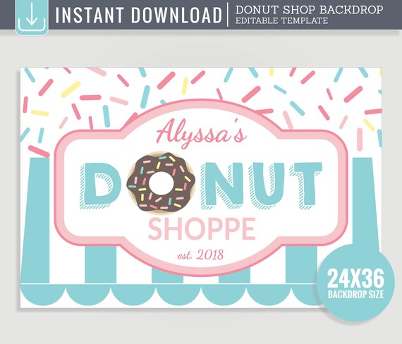 Download Donut Shop Sign Backdrop For Donut Birthday Party With Donut Bar Printable Instant Download C01d Bdrp Eid By Bash Box By Kreativees Catch My Party