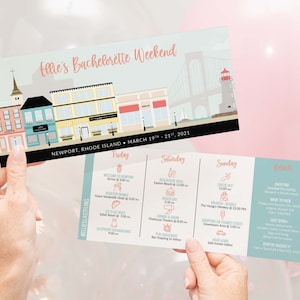 Newport Bachelorette Invitation with Itinerary - Personalized Printable File or Print Package - Newport, Rhode Island