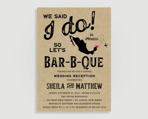 Destination Wedding Reception Invitation I Do Bbq Invitation Etsy