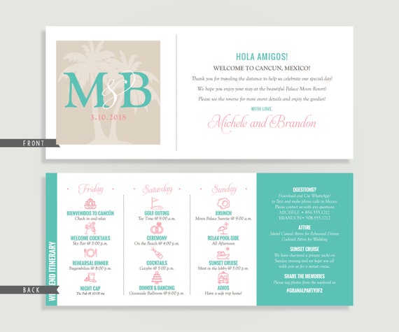 Destination Wedding Welcome Letter For Hotel Guests With Etsy