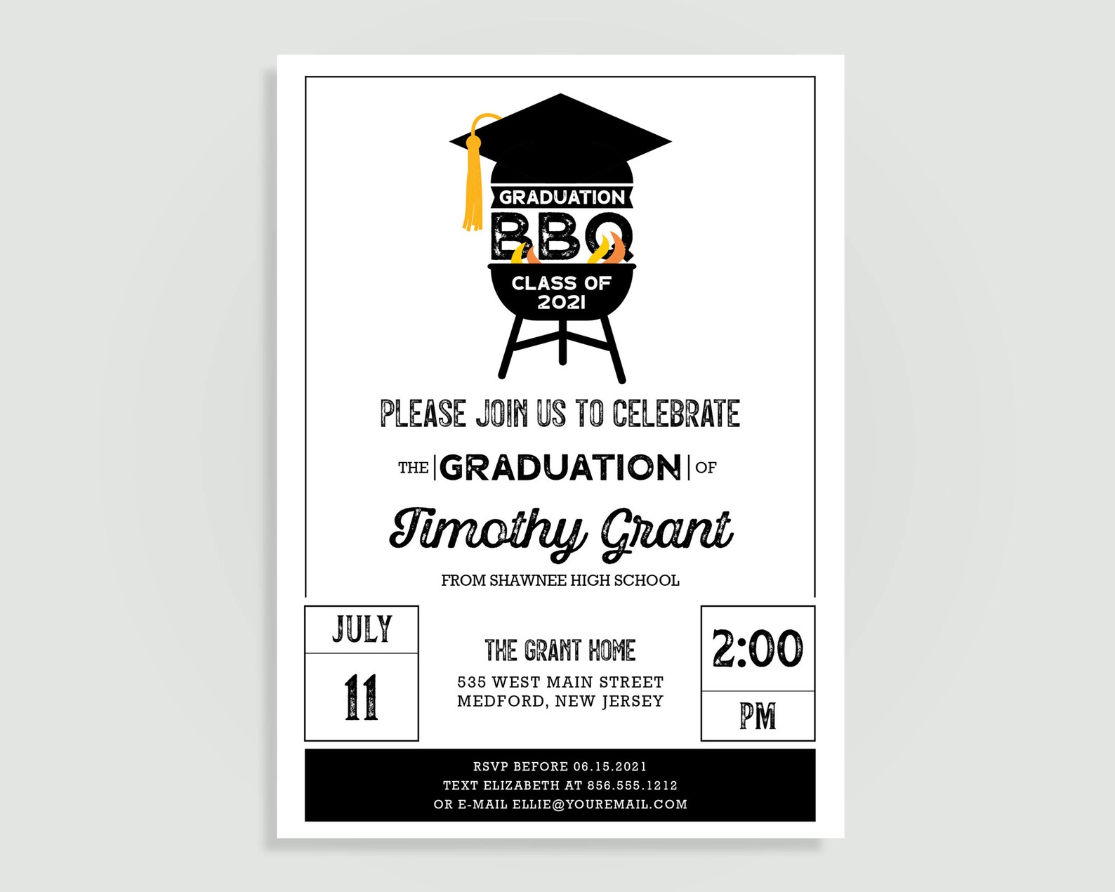 Graduation BBQ Invitation Printable File or Printed Etsy