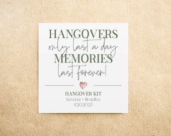 Hangover Kit Sticker - Hangovers only last - Destination Beach Wedding Favor Stickers