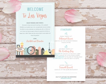 Las Vegas Wedding Welcome Note And Itinerary - Welcome Letter -  Personalized Printable File or Print Package Available