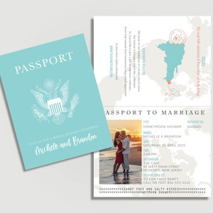 Honeymoon Shower Invitation Passport Invitation Personalized Printable File or Print Package Available image 2