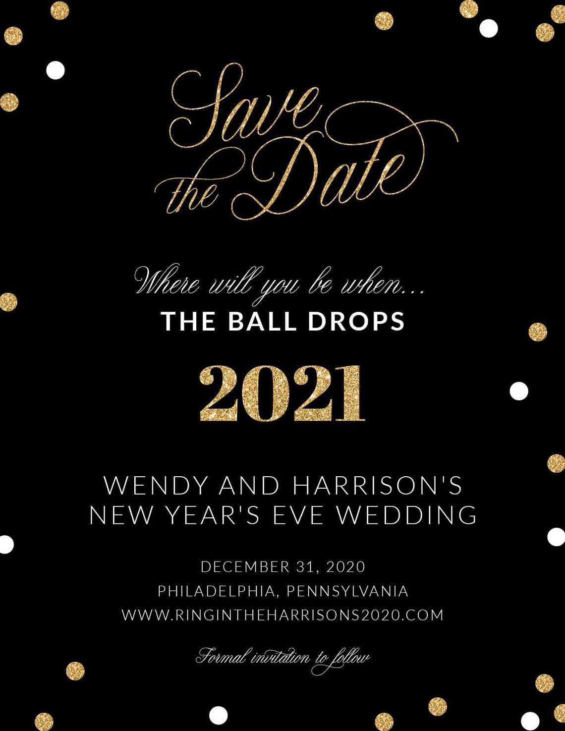 New Years Eve Wedding Save the Dates Glitter Confetti | Etsy