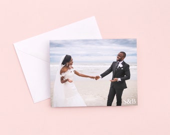 Destination Wedding Thank You Card Printed - Picture with Monogram