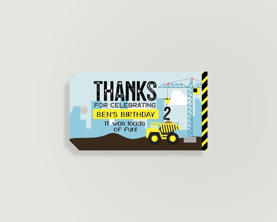 Construction Birthday Favor Tag - Load of Fun Favor Tag for Goodie Bags - C02-FT-02 Il_570xn