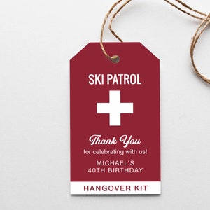 Recovery Kit Favor Tag Printed - Ski Themed