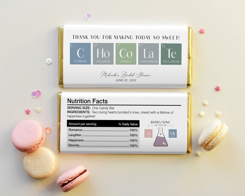 Chemistry Chocolate Bar Wrapper Printed - Geek Chemistry Party Theme ...