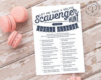 Family Reunion Photo Scavenger Hunt Game Card - Instant Download