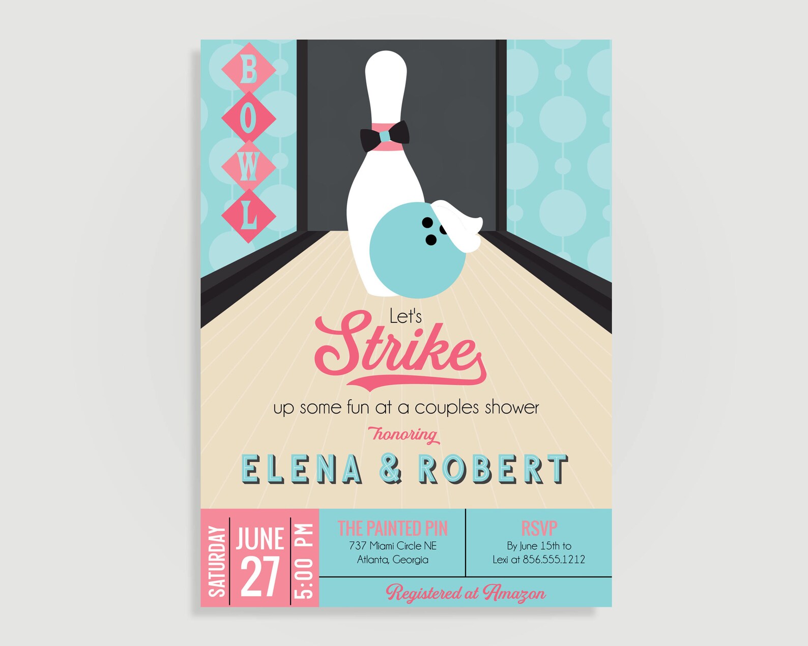 Wedding Bowling Invitation Couples Shower or Rehearsal Etsy